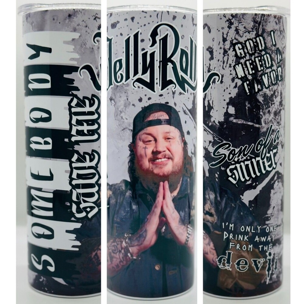 NEW Jelly Roll 20 oz. Stainless Steel Tumbler w/Straw Set and Silicone Tip